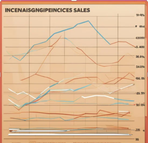 a graph on a paper that showing increasing sales